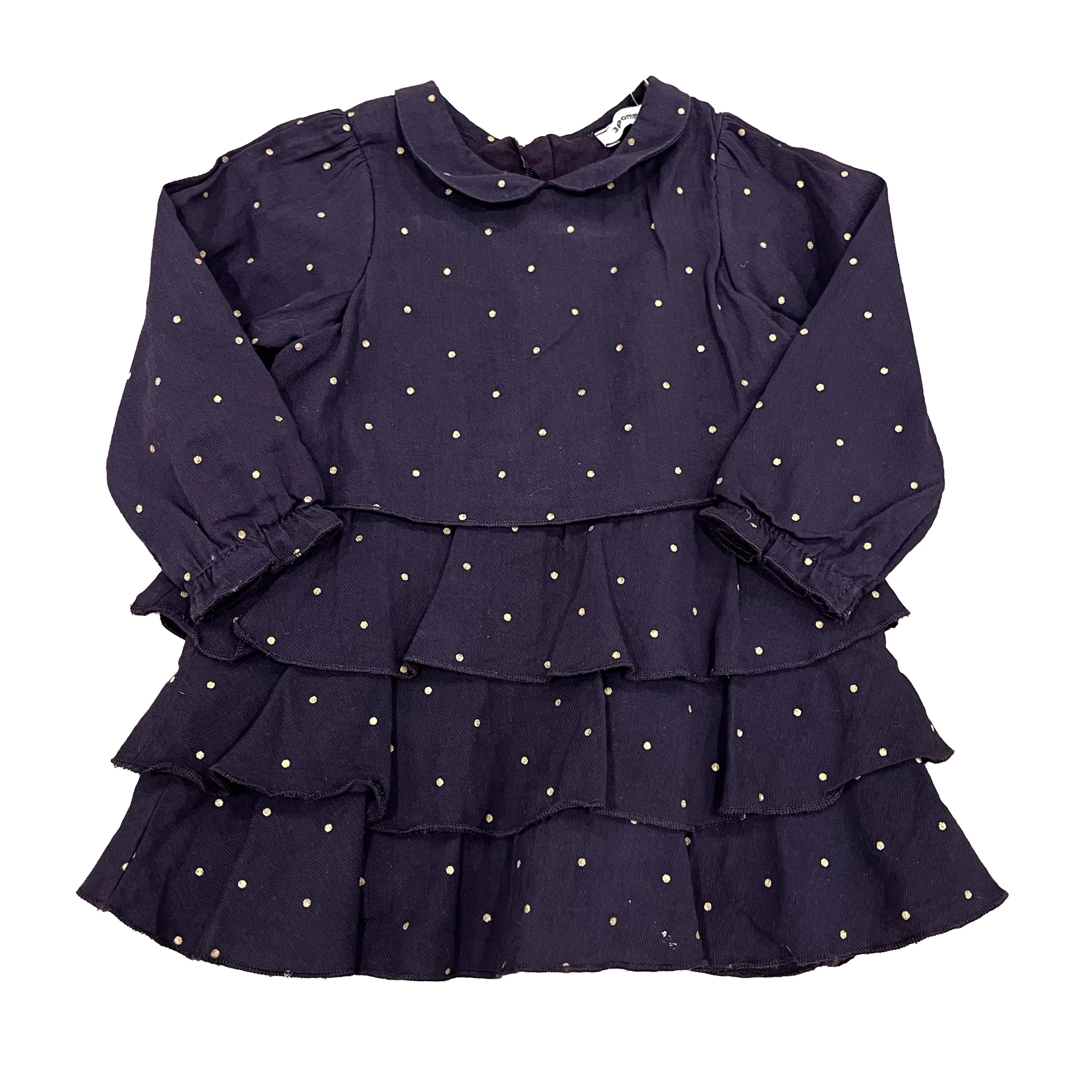 3 Pommes Girls Navy | Gold Dress