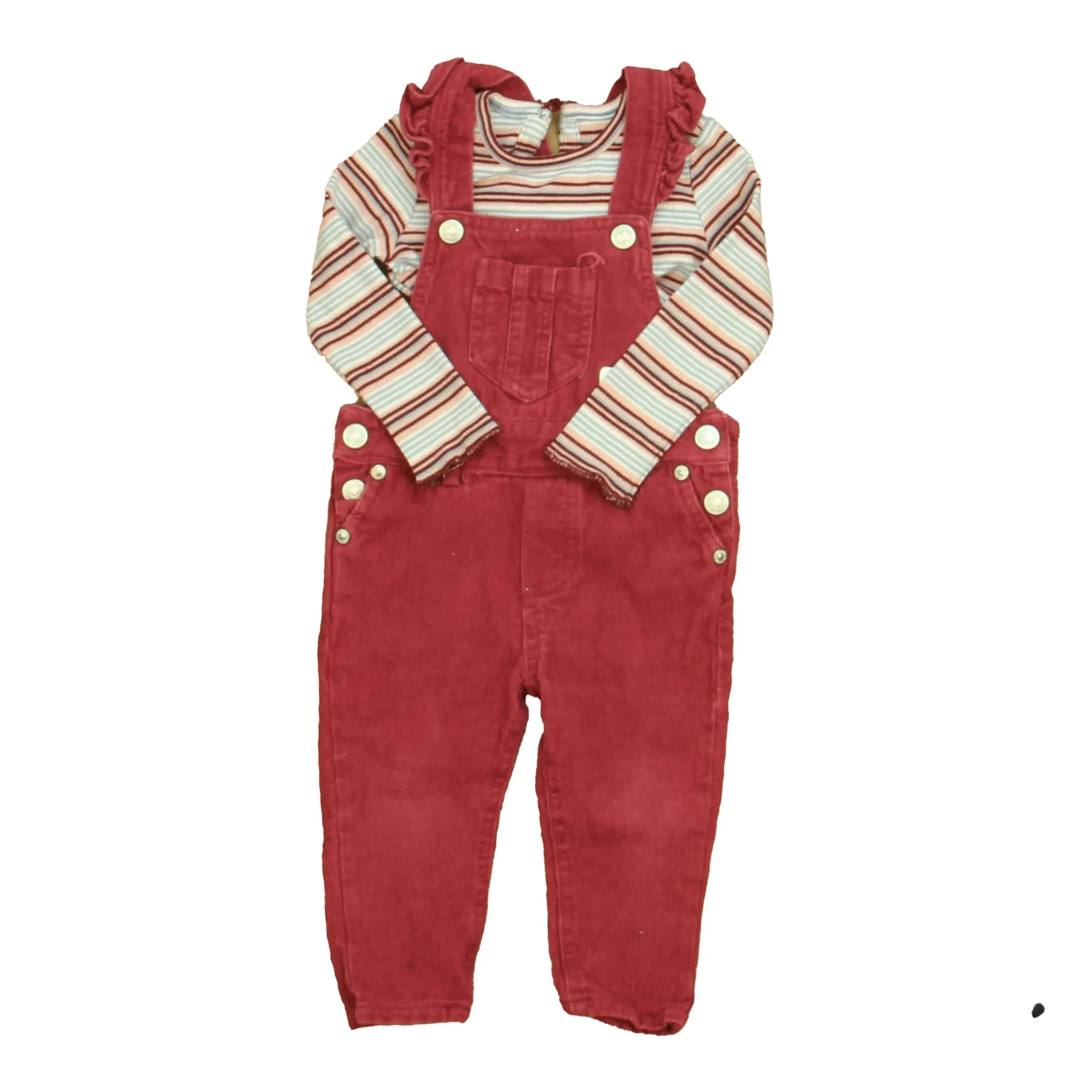 7 for all Mankind Girls Magenta | Blue Stripe Overalls