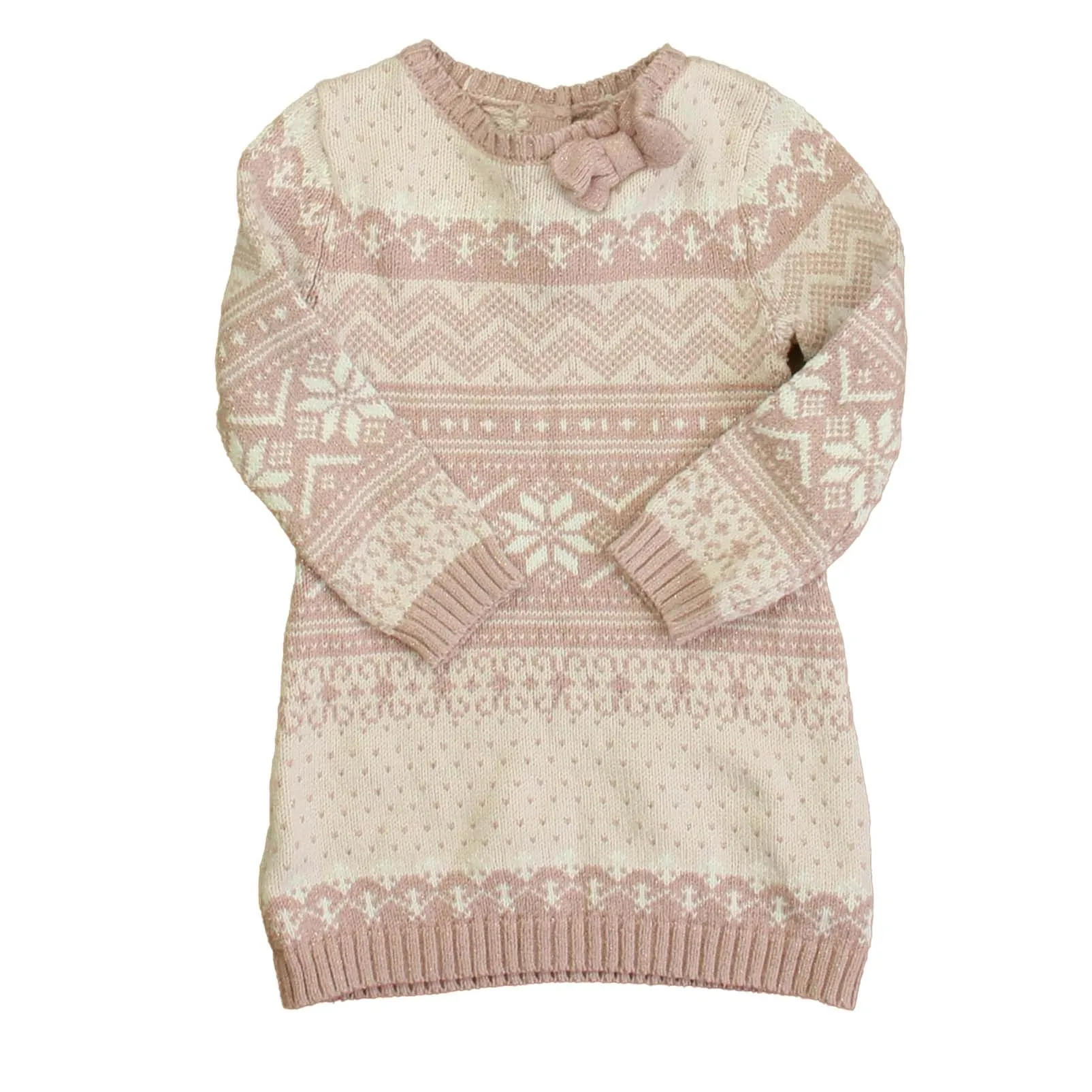 Adrienne Vittadini Bambini Girls Pink | White Sweater Dress