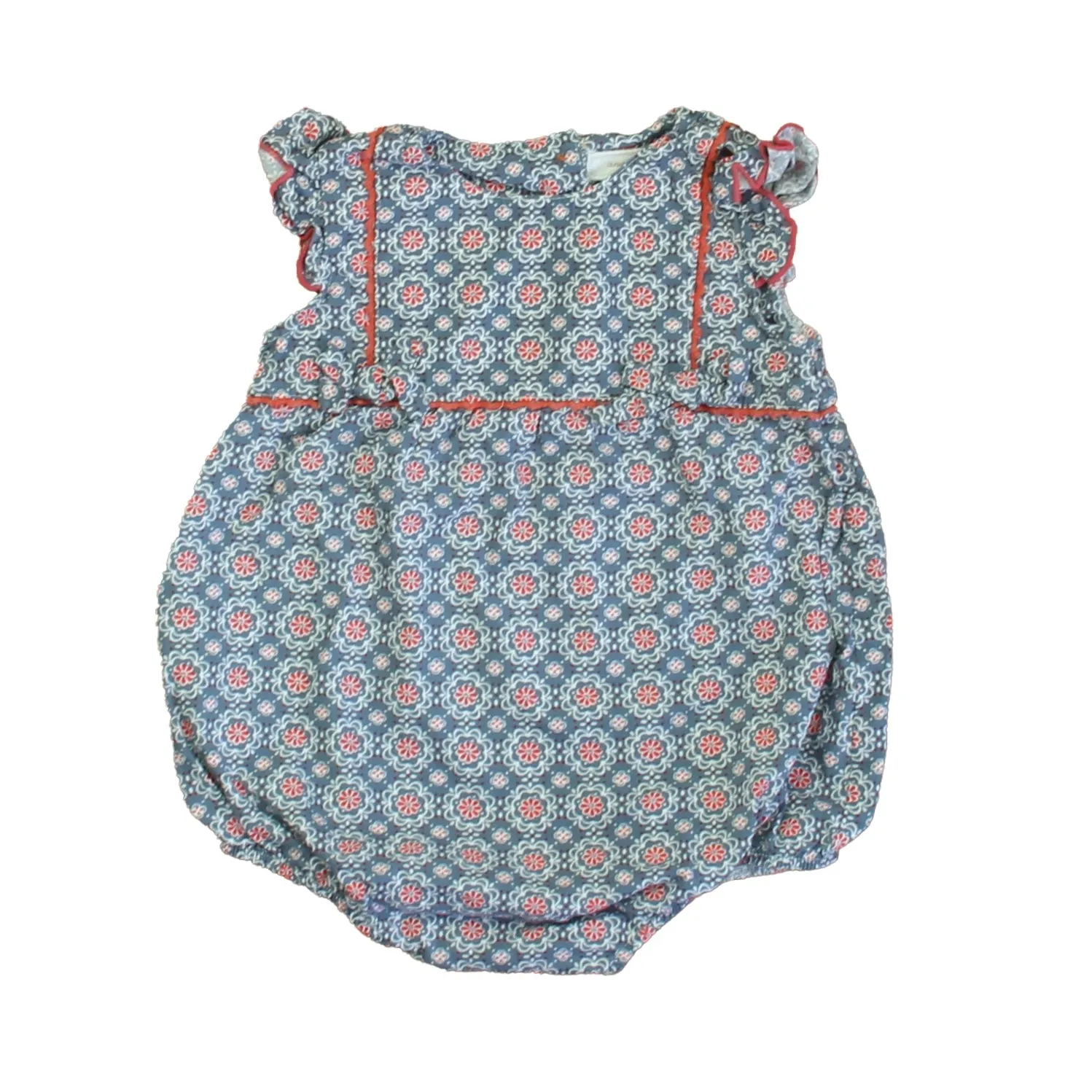 Angel Dear Girls Blue | Red Floral Romper