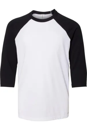 BELLA   CANVAS Youth Three-Quarter Sleeve Baseball Tee