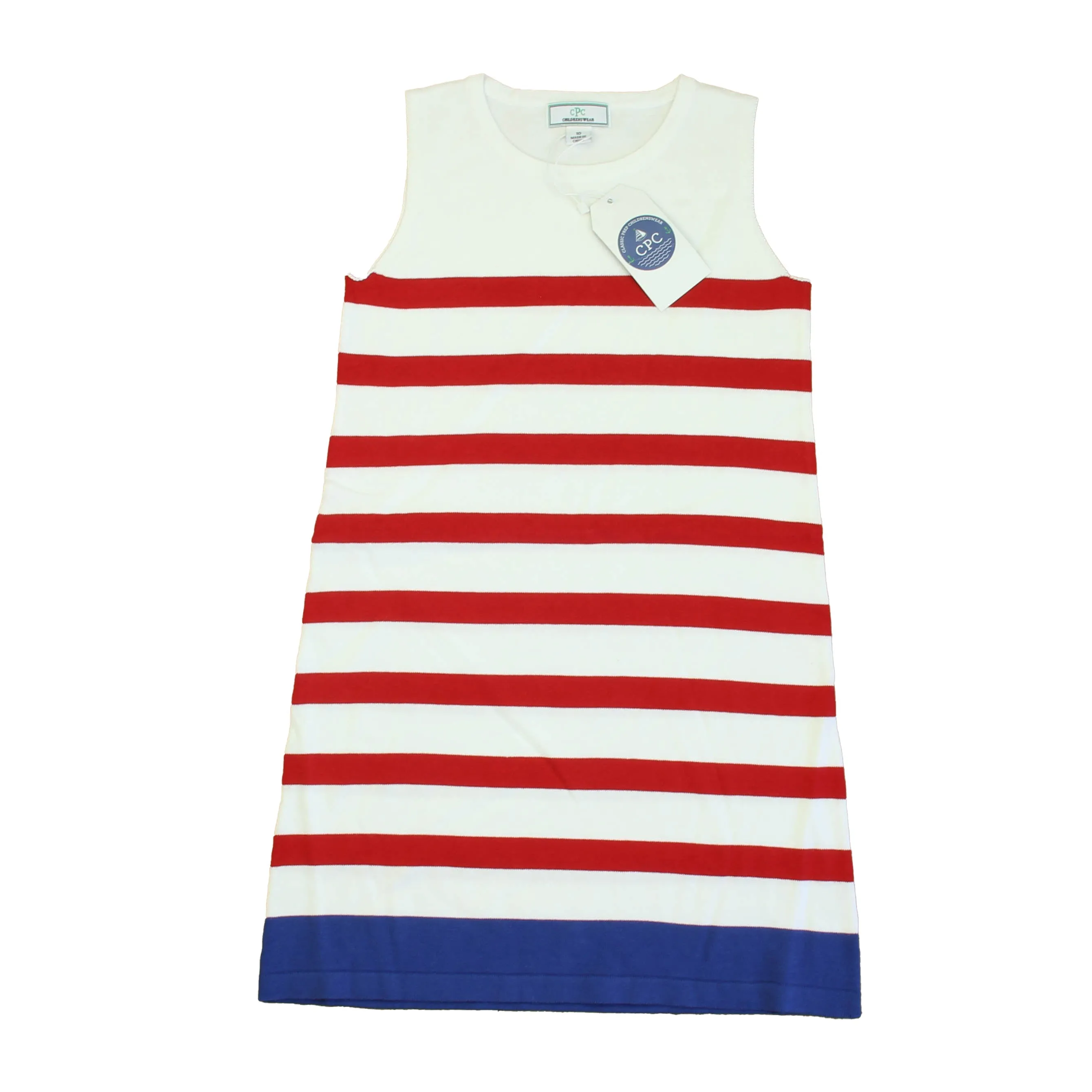 Classic Prep Girls Bright White | Medieval Blue Sweater Dress