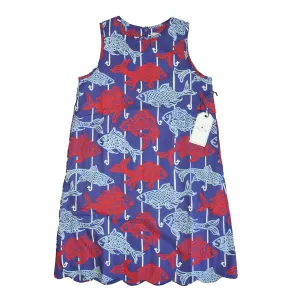 Classic Prep Girls Fishy Fishy Print Dress