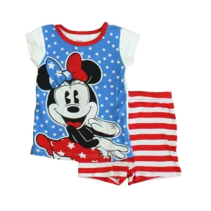Disney Girls Red | White | Blue Minnie 2-piece Pajamas