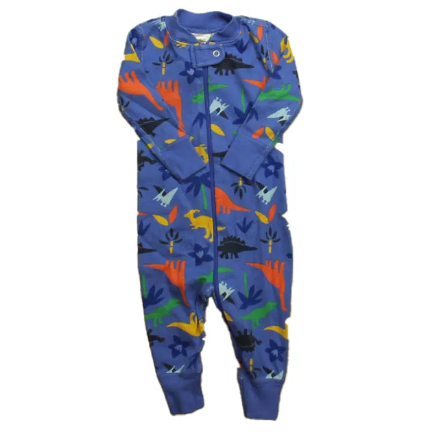 Hanna Andersson Boys Blue Dinosaur 1-piece Non-footed Pajamas