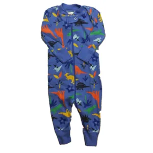 Hanna Andersson Boys Blue Dinosaur 1-piece Non-footed Pajamas