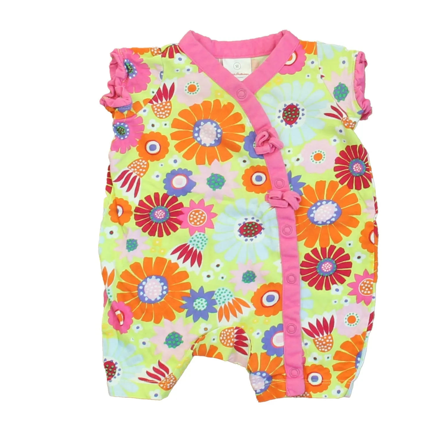 Hanna Andersson Girls Green | Pink | Orange Floral Romper