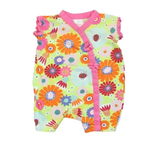 Hanna Andersson Girls Green | Pink | Orange Floral Romper