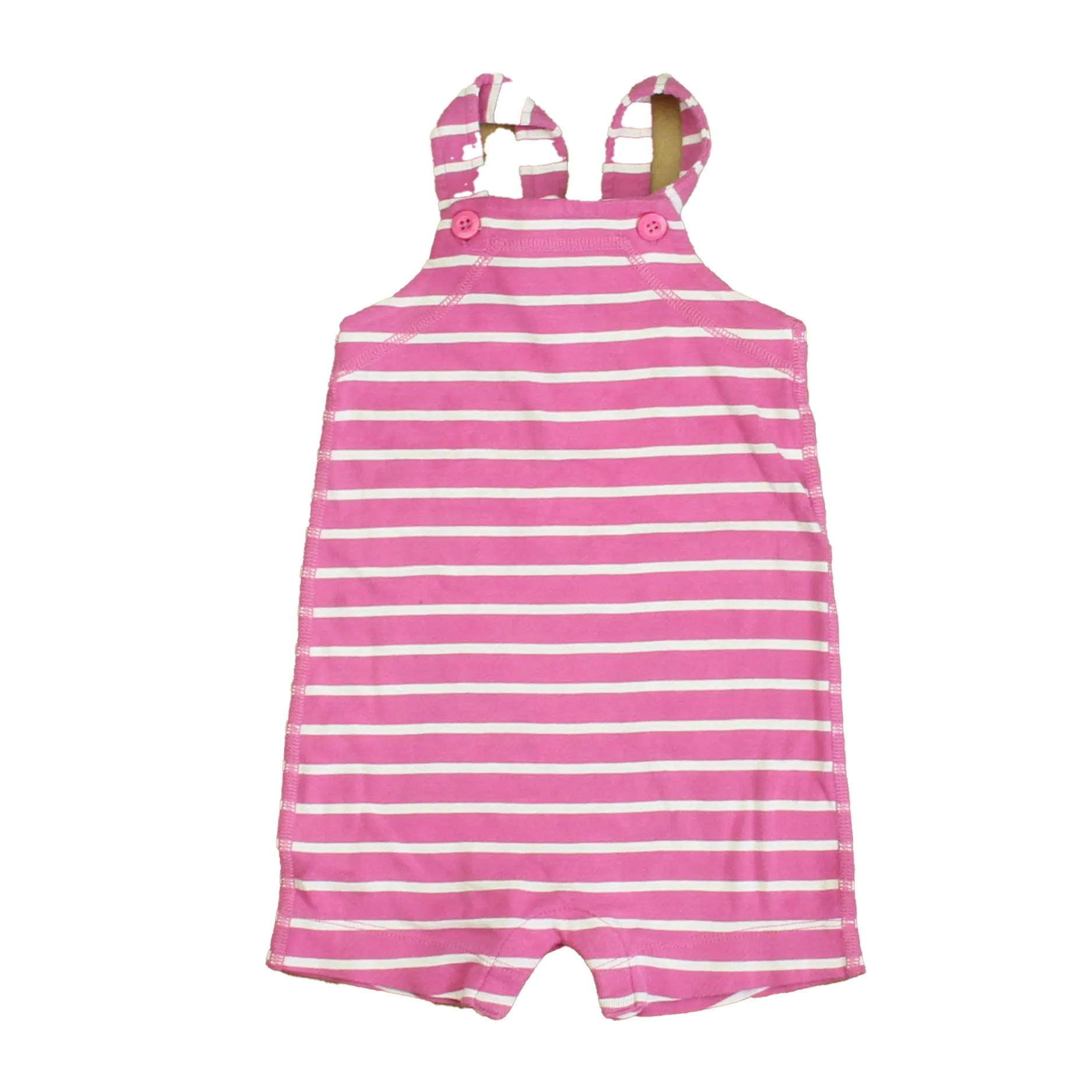 Hanna Andersson Girls Pink | White Stripe Overall Shorts