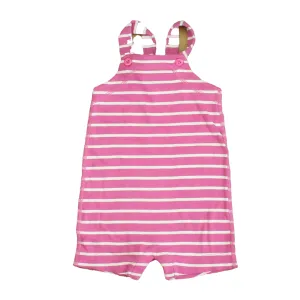 Hanna Andersson Girls Pink | White Stripe Overall Shorts