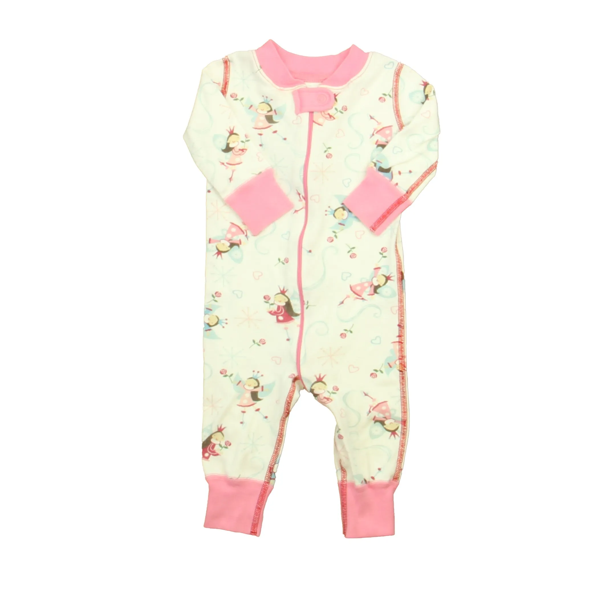 Hanna Andersson Girls White | Pink Fairies 1-piece Non-footed Pajamas