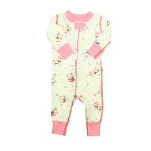 Hanna Andersson Girls White | Pink Fairies 1-piece Non-footed Pajamas