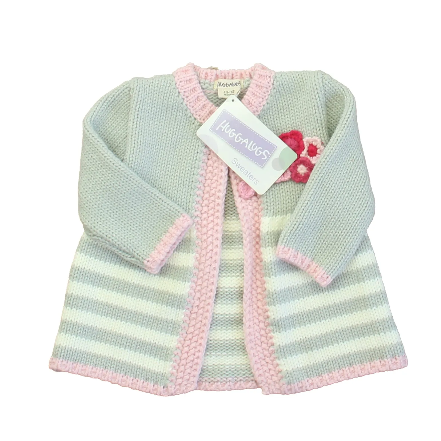 Huggalugs Girls Gray | Pink Cardigan