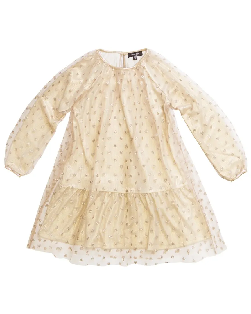 IMOGA Pleated Mesh & Metallic Dress