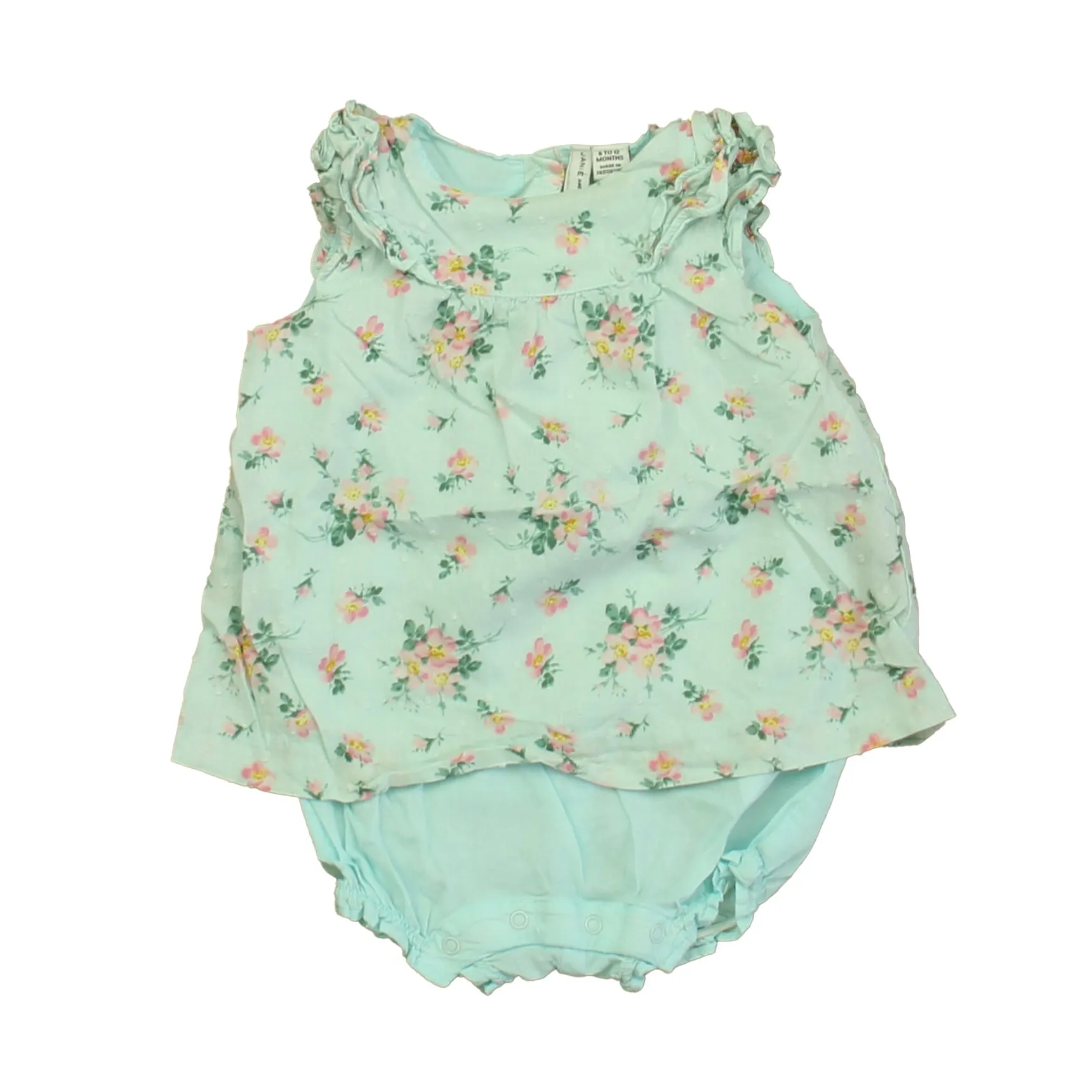 Janie and Jack Girls Aqua Floral Romper