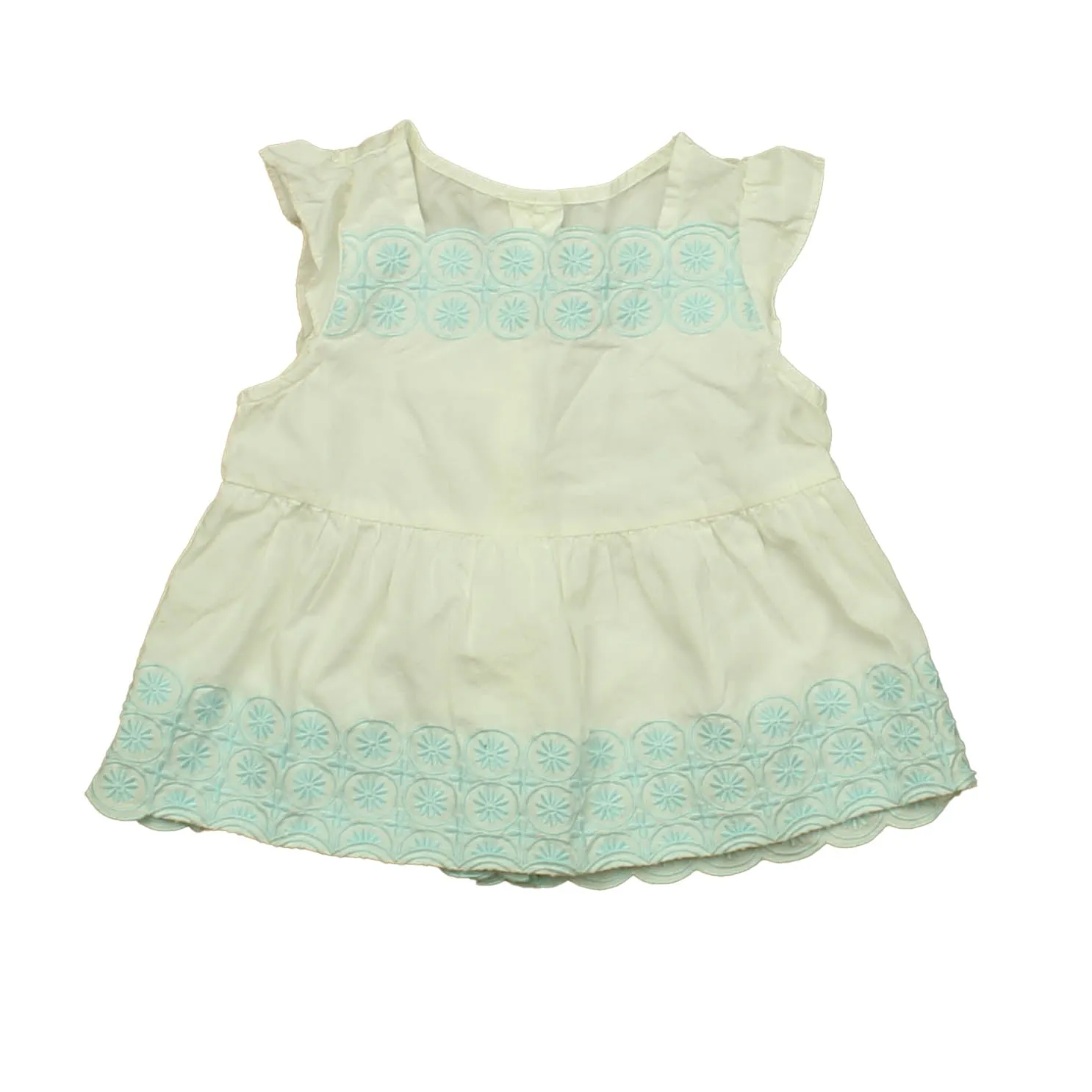 Janie and Jack Girls White | Aqua Blouse