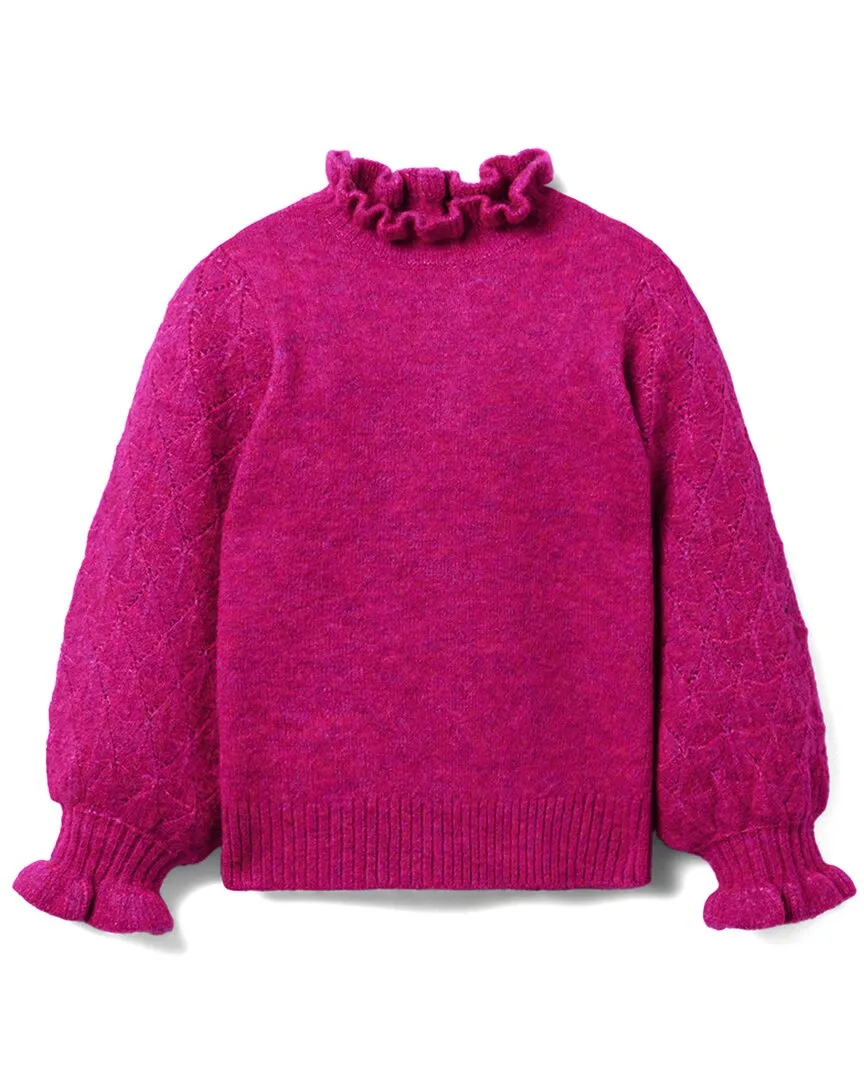 Janie and Jack Pointelle Sleeve Ruffle Sweater