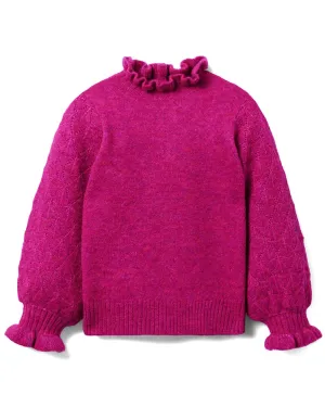 Janie and Jack Pointelle Sleeve Ruffle Sweater