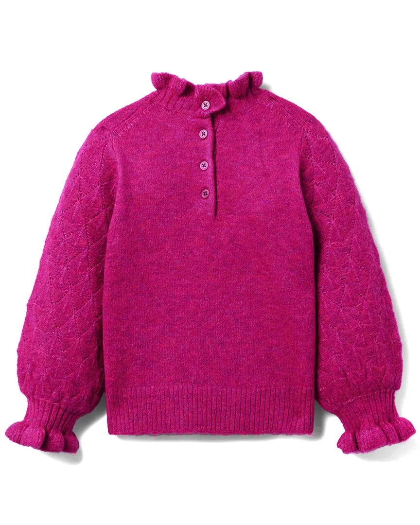 Janie and Jack Pointelle Sleeve Ruffle Sweater