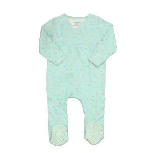 JoJo Maman Bebe Girls Blue | White | Daisies 1-piece footed Pajamas