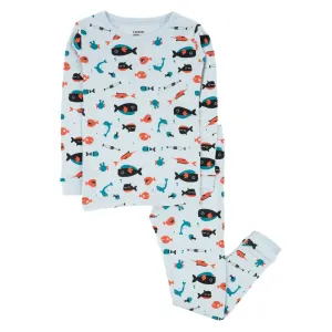 Kids Two Piece Cotton Pajamas Overall Sharks