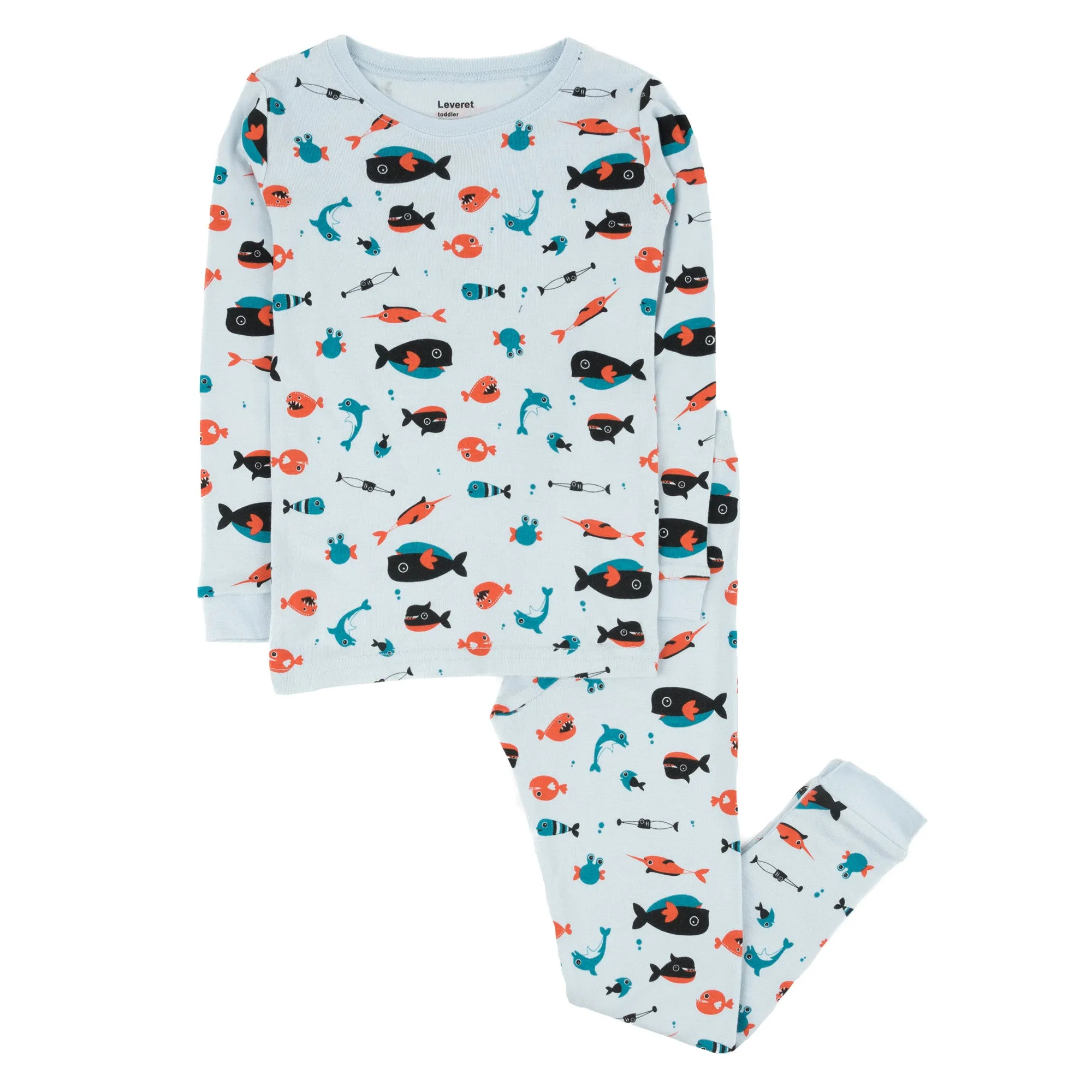 Kids Two Piece Cotton Pajamas Overall Sharks