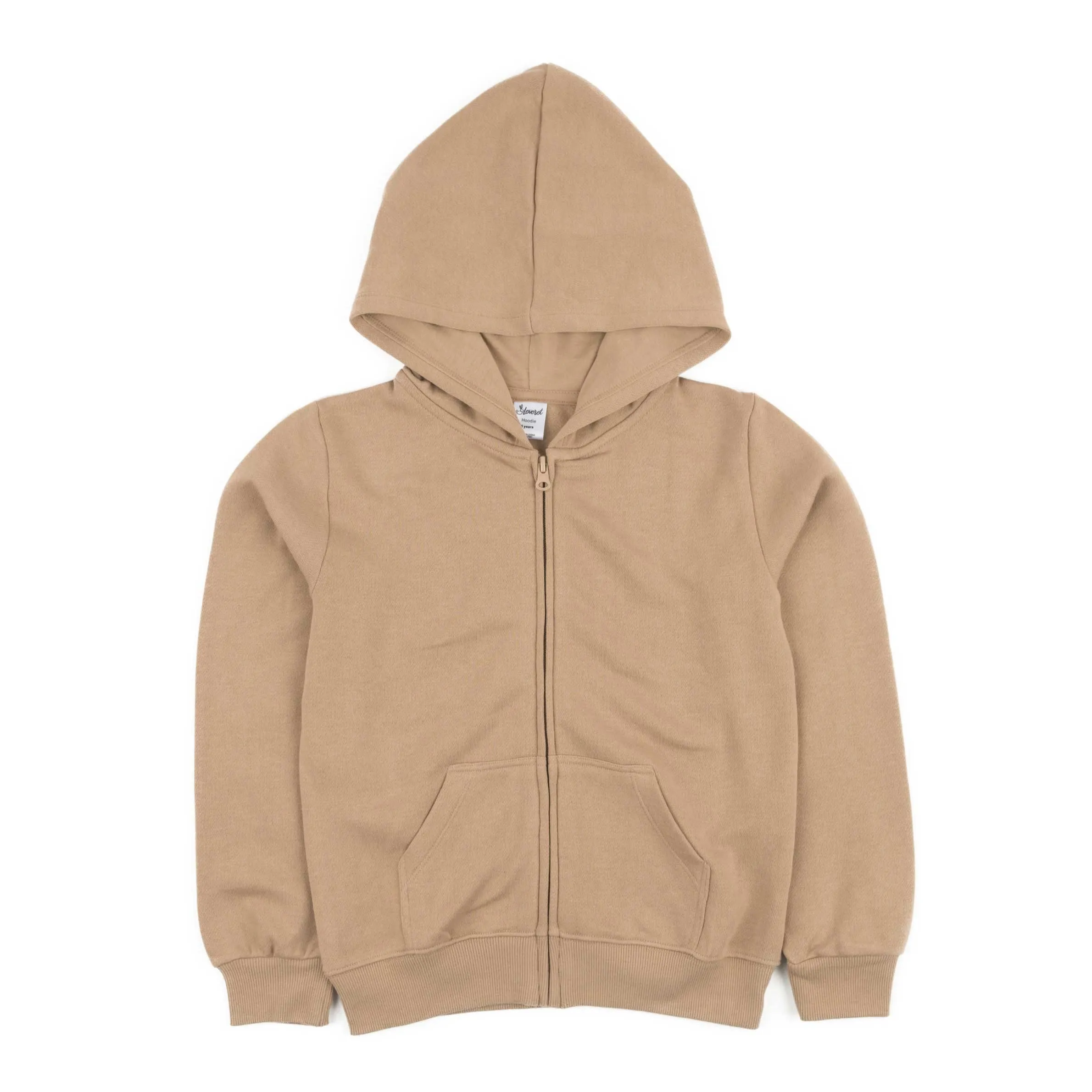 Kids Zipper Sweat Hoodie Neutral Solid Color