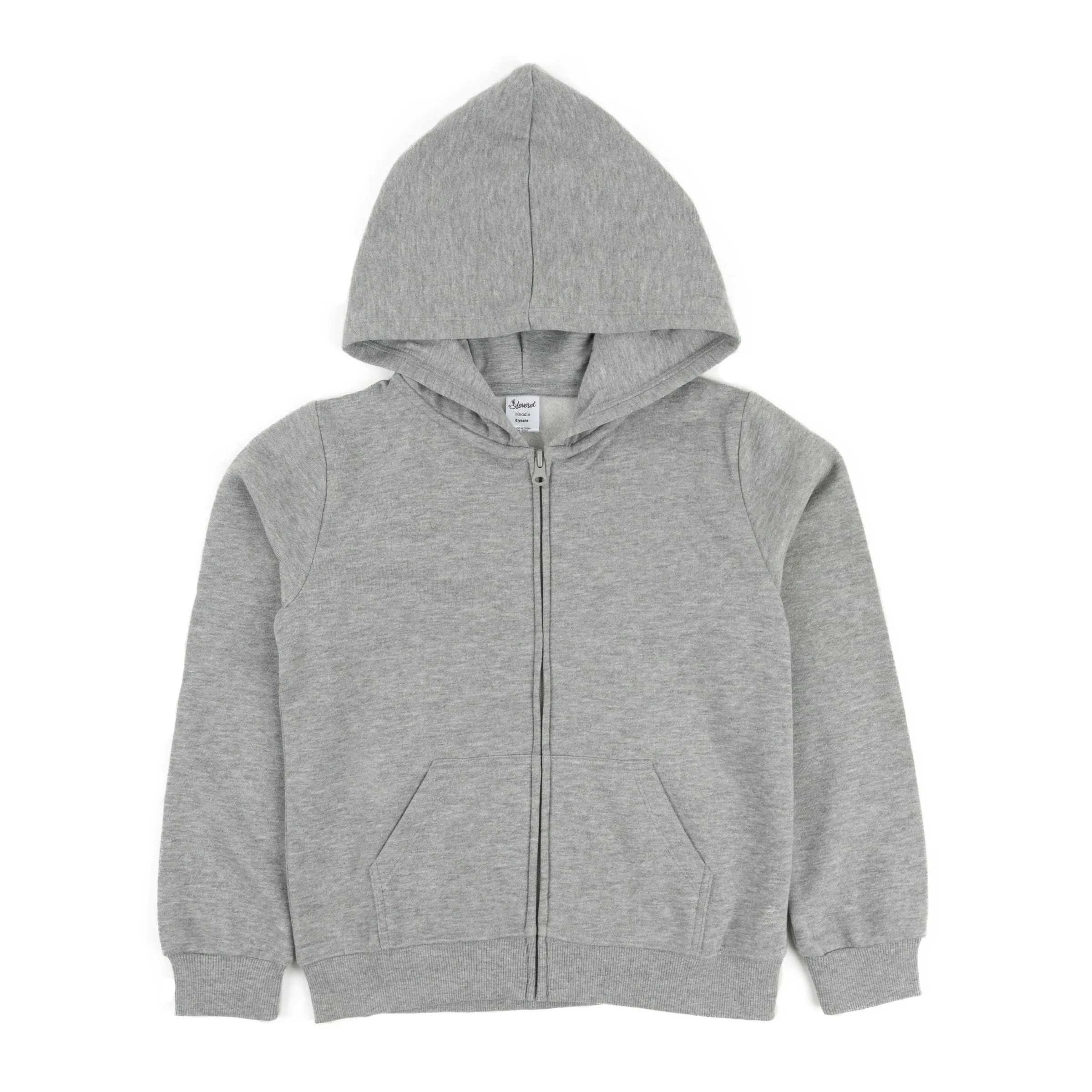 Kids Zipper Sweat Hoodie Neutral Solid Color