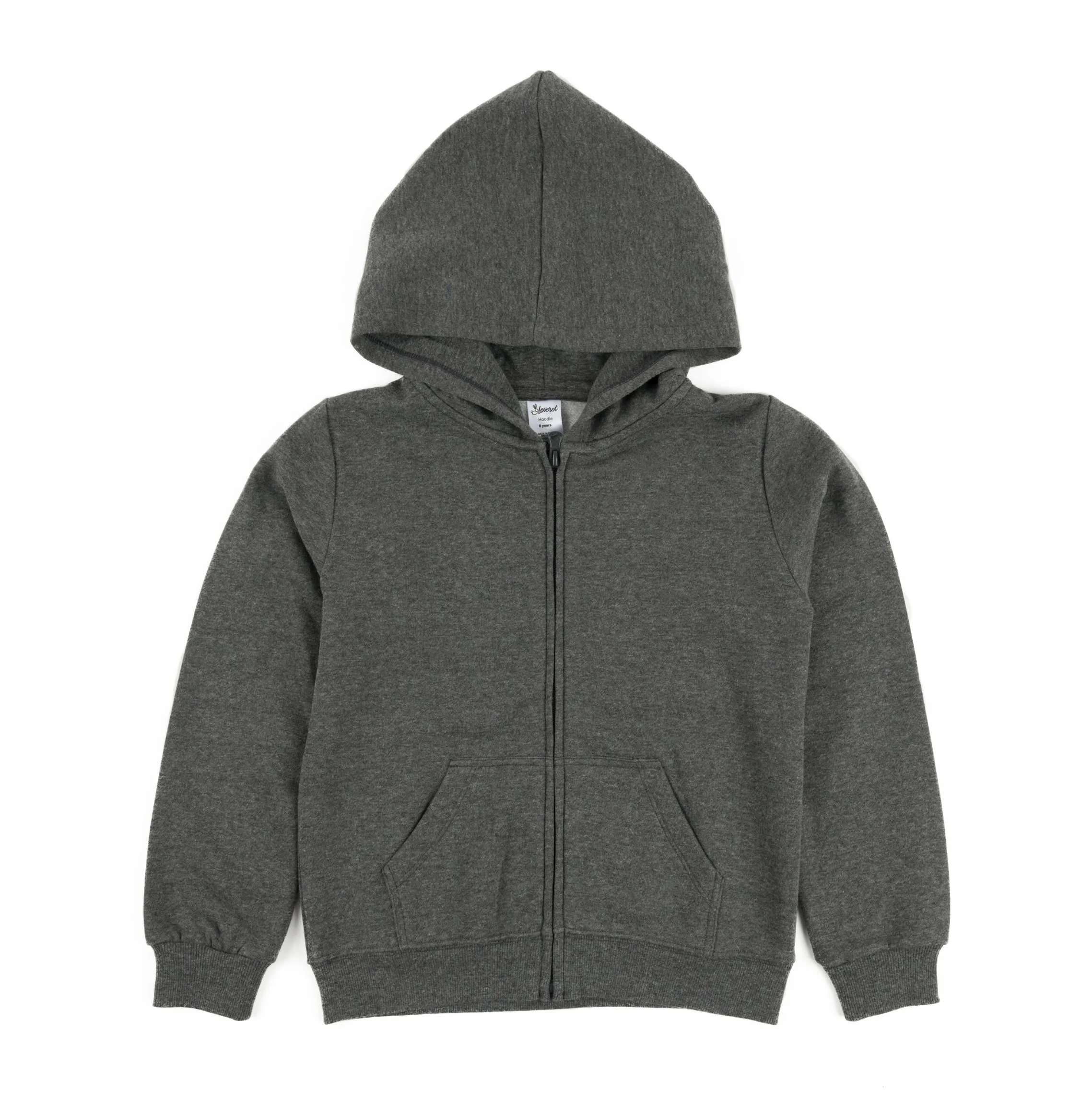 Kids Zipper Sweat Hoodie Neutral Solid Color