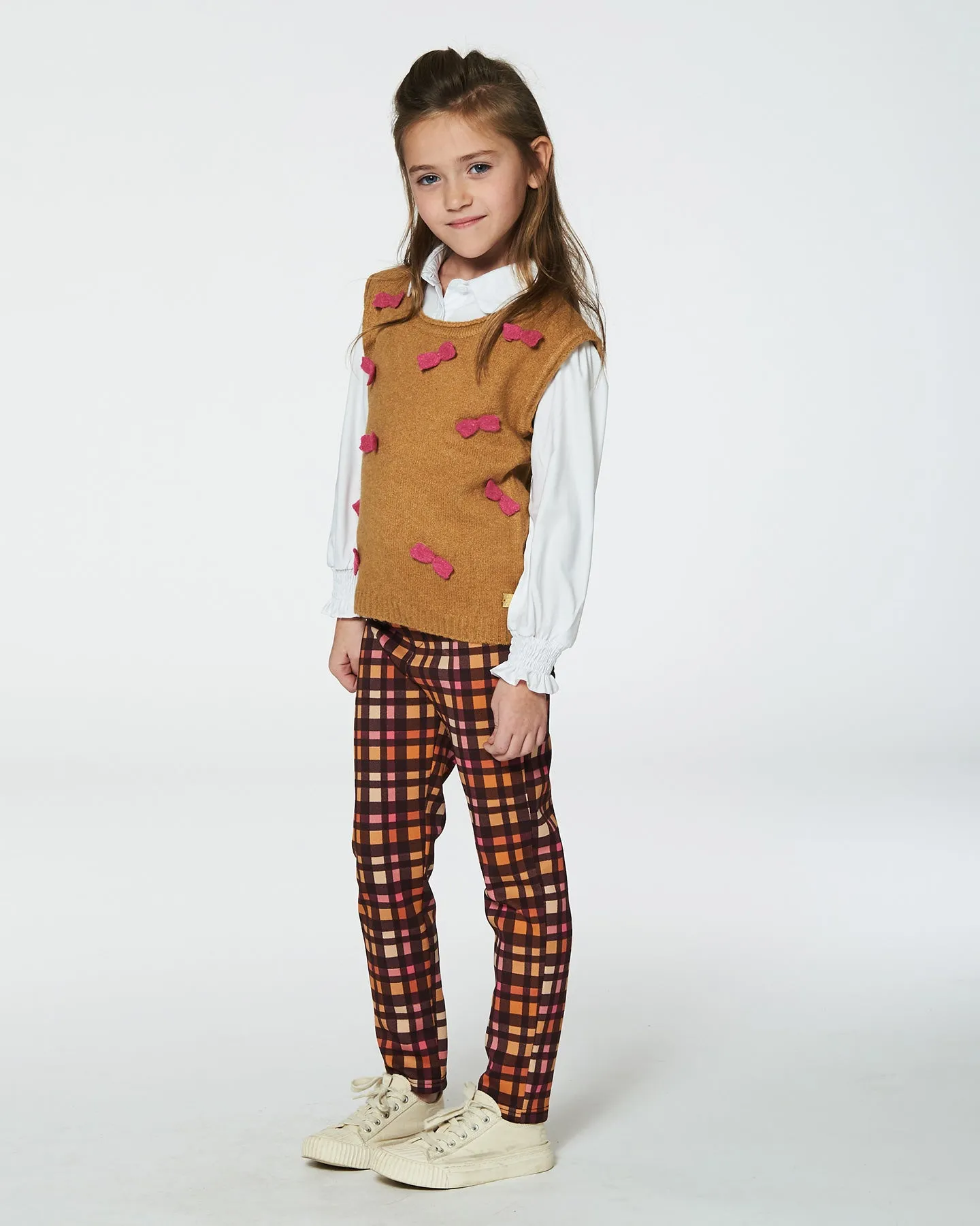 Knit Vest With Bows Golden Brown