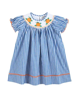 Lil Cactus Gingham Pumpkin Smocked Bishop Dress