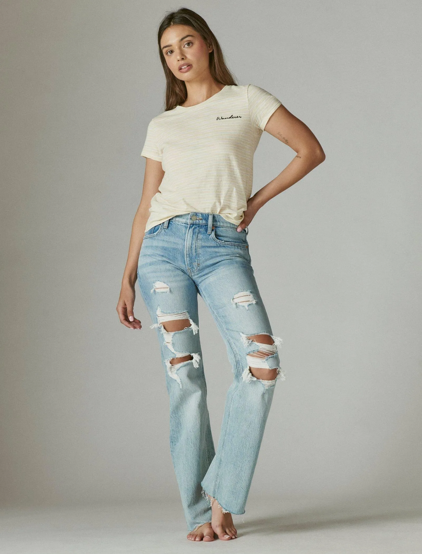 Lucky Brand Women's Striped Baby Tee