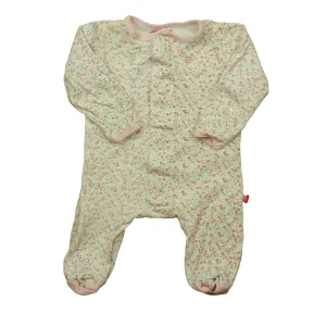Magnetic Me Girls Pink Floral 1-piece footed Pajamas