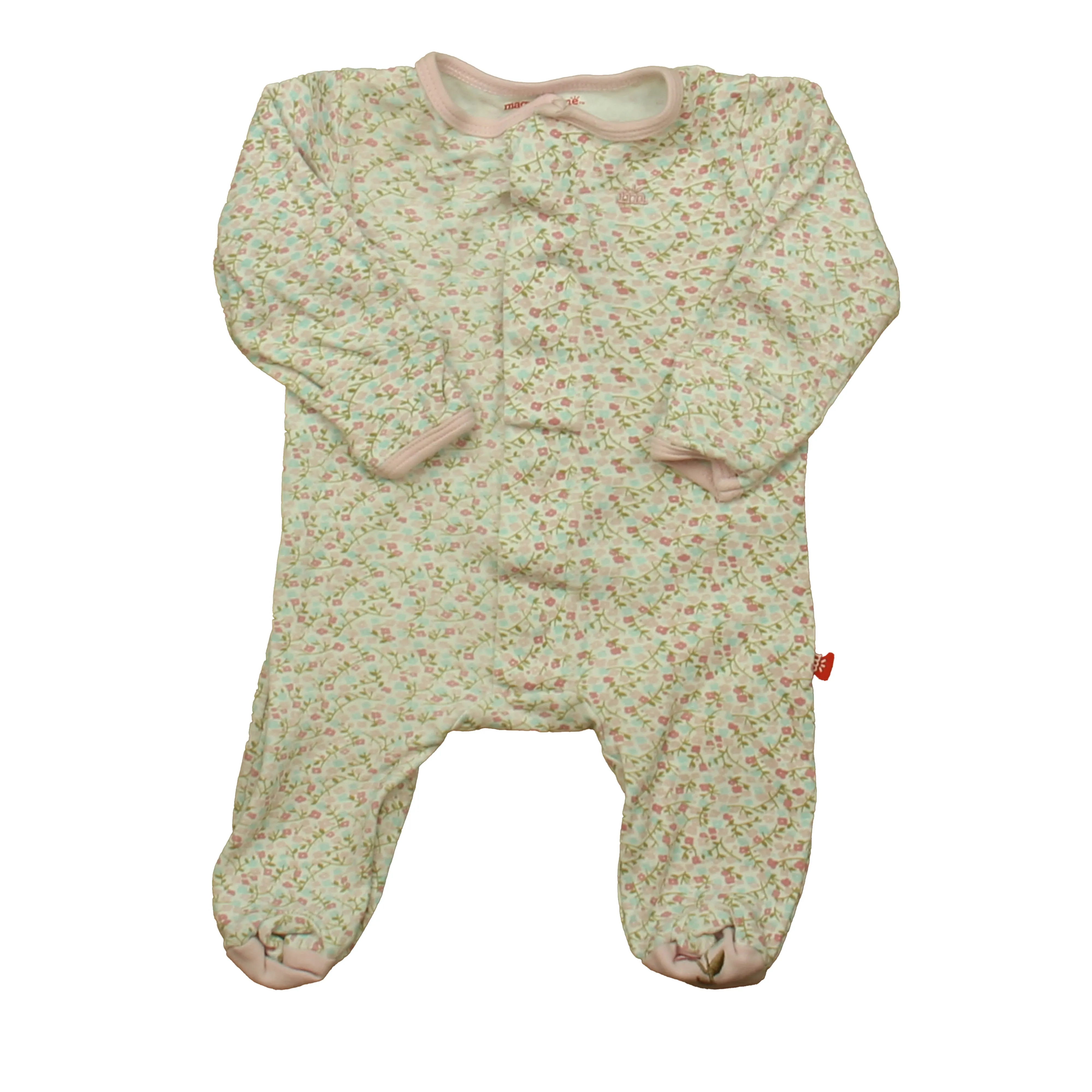 Magnetic Me Girls Pink Floral 1-piece footed Pajamas