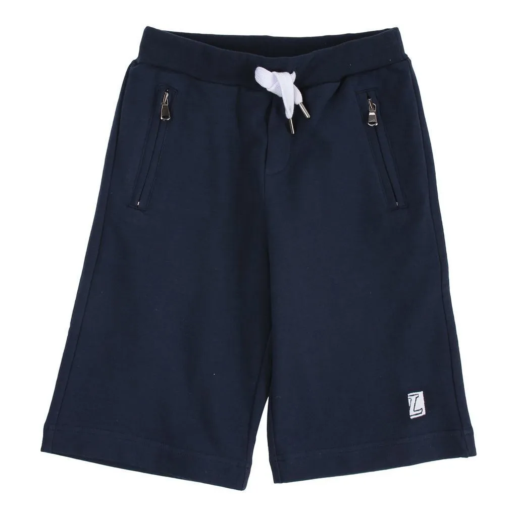 Navy Logo Cotton Shorts