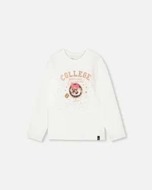 Organic Cotton T-Shirt With Print Off White