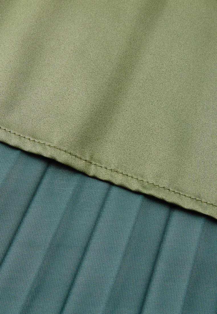 Patchwork Asymmetric-hem Dress