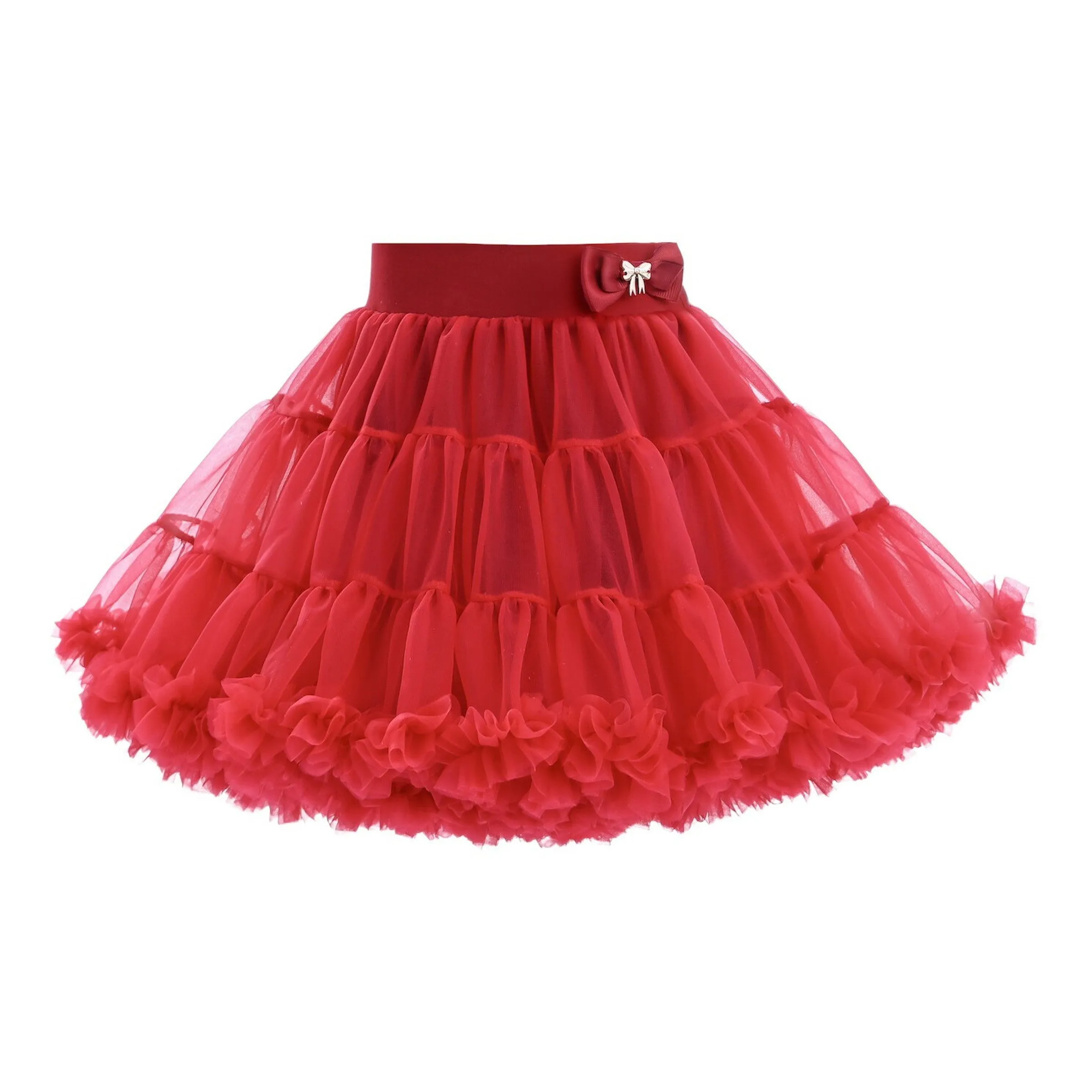 Red Cherry Bow Tulle Skirt