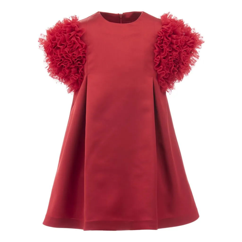 Red Ruffle Sleeve Dress