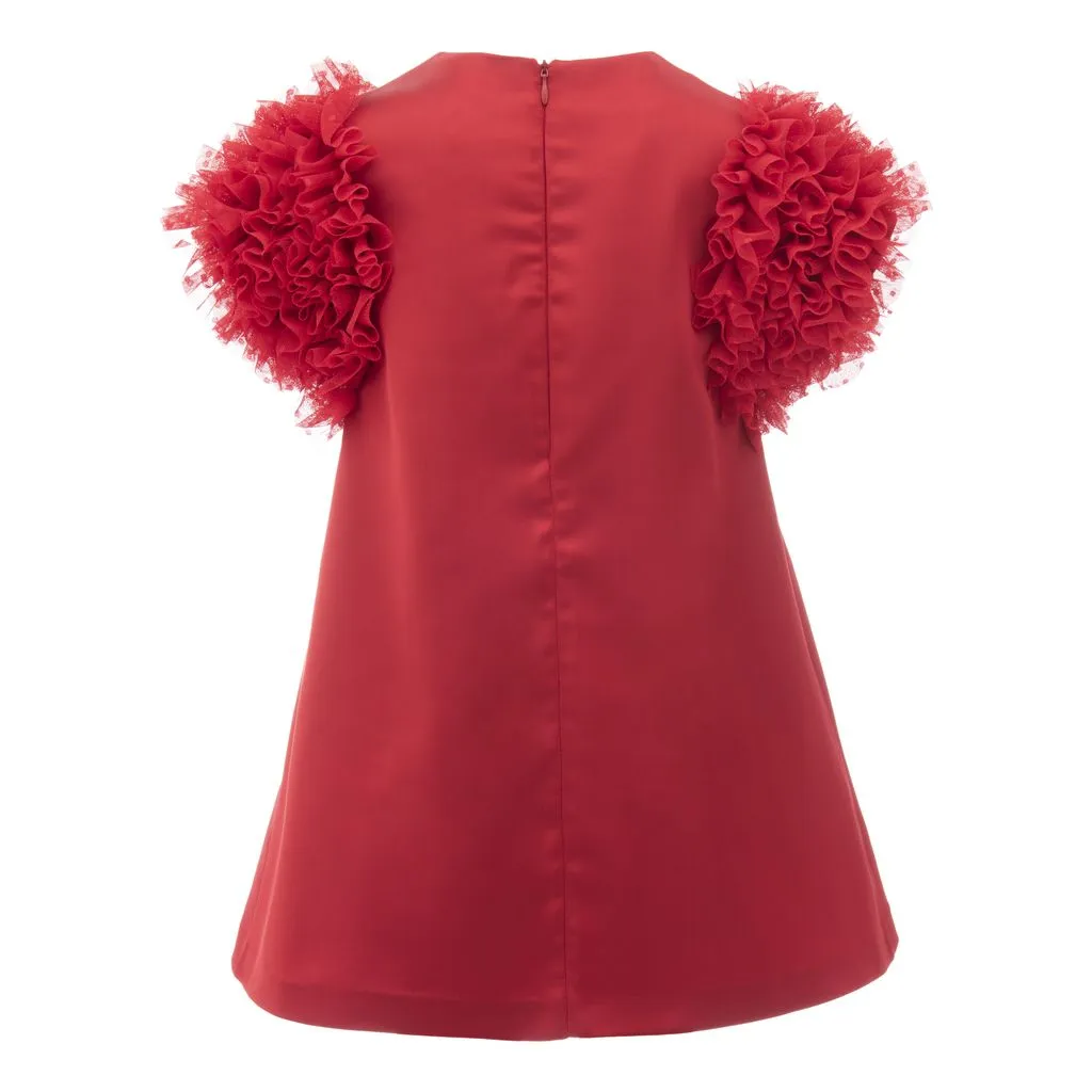 Red Ruffle Sleeve Dress