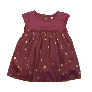 Tea Girls Burgundy | Gold Polka Dots Romper